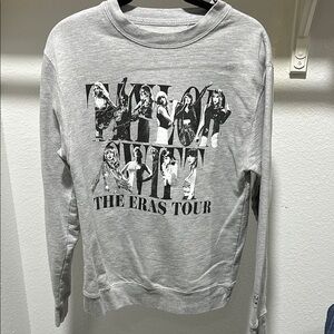 Taylor Swift Gray Crew Neck Sweater with The Eras Tour Graphic